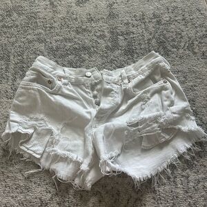 Free People white denim shorts